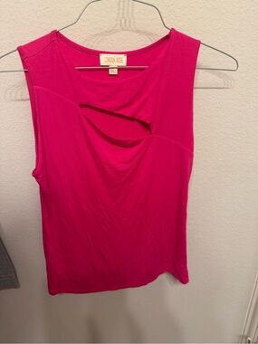 London Rose Hot Pink Sleeveless Cutout Tank Top Large